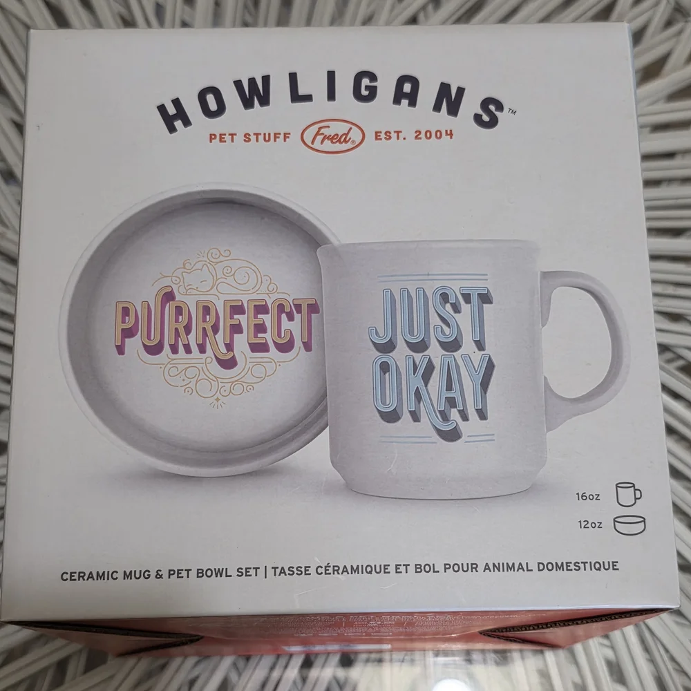 Fred Howligans Ceramic Mug & Pet Bowl Set - White